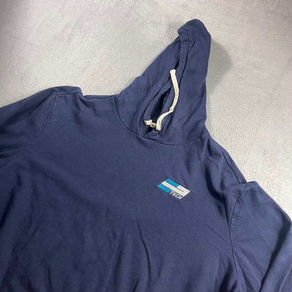 Marine Layer Mens XL Navy Blue Tech Graphic Pullover Hoodie Jersey Sweatshirt